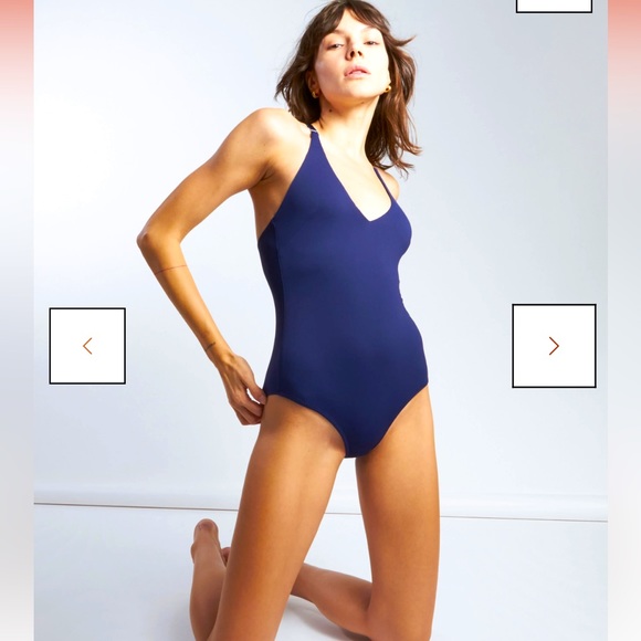 Malia Mills Hailey One Piece Swimsuit in Blue Sz 2 or S #0365 - Picture 2 of 7